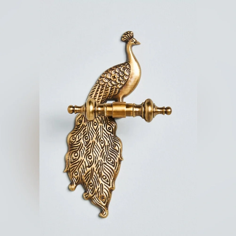 Anthropologie Brass Peacock Wall Hook